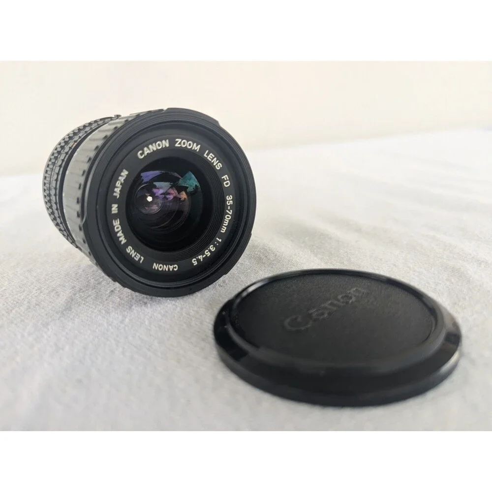 Vtg Canon T70 35mm Film Camera w/ 2 Lens - FD 35-70mm F/3.5-4.5 Zoom, 50mm 1:1.8